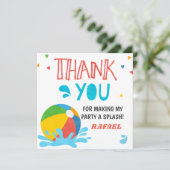 Pool Party Verjaardag Jongen Meisje Kaart (Staand voorkant)
