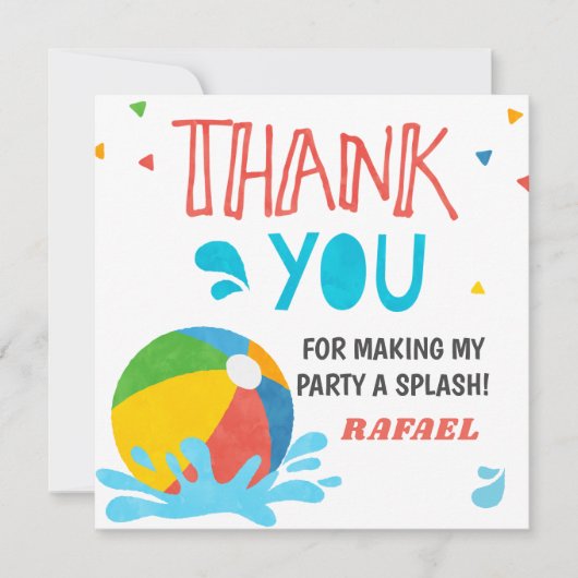 Pool Party Verjaardag Jongen Meisje Kaart (Voorkant)