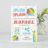 Pool Party Verjaardag Jongen Meisje Kaart (Staand voorkant)