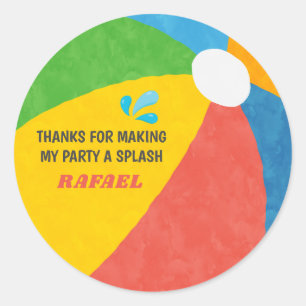 Pool Party Verjaardag Jongen Meisje Ronde Sticker