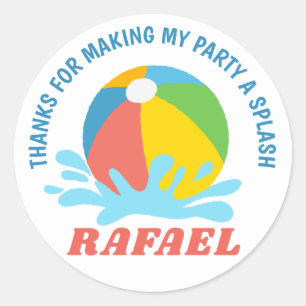 Pool Party Verjaardag Jongen Meisje Ronde Sticker