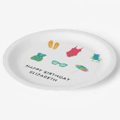 Pool Party Verjaardag Minimal Zomer Kleurrijk Scha Papieren Bordje (Gekanteld)