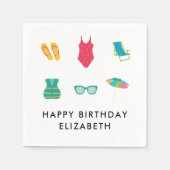 Pool Party Verjaardag Minimal Zomer Kleurrijk Scha Servet (Voorkant)