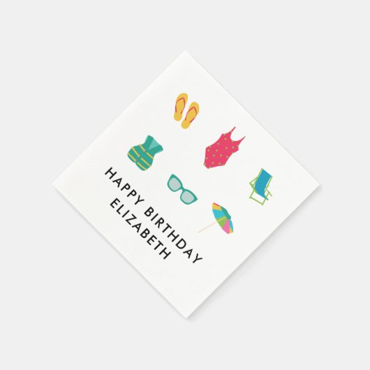 Pool Party Verjaardag Minimal Zomer Kleurrijk Scha Servet (Hoek)