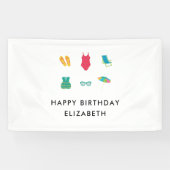 Pool Party Verjaardag Minimal Zomer Kleurrijk Scha Spandoek (Horizontaal)