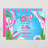 Pool Party Verjaardag | Pool Party Uitnodiging (Voorkant / Achterkant)