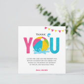 Pool Party Verjaardag Roze Meisje Bedankt kaart (Staand voorkant)