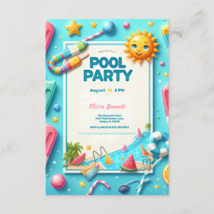 Pool Party Verjaardag Sweet Sixteen Summer Swim En Informatiekaartje