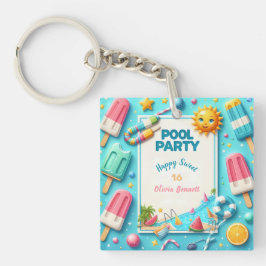 Pool Party Verjaardag Sweet Sixteen Summer Swim Sleutelhanger