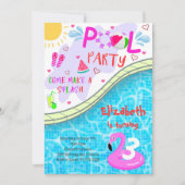 Pool Party Verjaardag Uitnodigen Kaart (Voorkant)