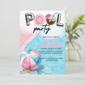 Pool party verjaardag Uitnodiging (Staand voorkant)