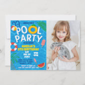 Pool Party Verjaardag Uitnodiging met foto (Voorkant)