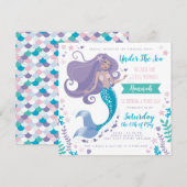 Pool Party Verjaardag Zeemeermin Uitnodiging Meisj (Voorkant / Achterkant)