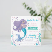 Pool Party Verjaardag Zeemeermin Uitnodiging Meisj (Staand voorkant)