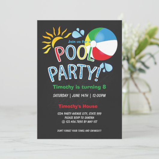 Pool Party Verjaardag Zomer Fun Kaart (Staand voorkant)