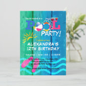 Pool Party Verjaardag Zomer Fun Kaart (Staand voorkant)