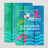 Pool Party Verjaardag Zomer Fun Kaart (Voorkant / Achterkant)