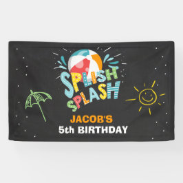Pool party verjaardagsbanner Splish Splash Ball Bo Spandoek