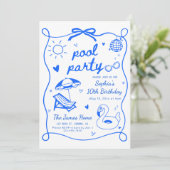 Pool Party Verjaardagsfeest Uitnodiging Sjabloon,  (Staand voorkant)