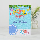 Pool Party | Verjaardagsfeestje met zwembad Kaart (Staand voorkant)