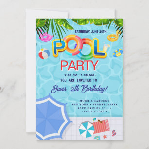 Pool Party   Verjaardagsfeestje met zwembad Kaart