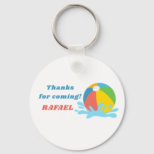 Pool Party Verjaardagsgunsten Sleutelhanger (Achterkant)