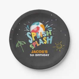 Pool party Verjaardagspapier Borden Ball Boy Splis Papieren Bordje