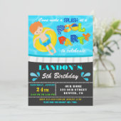 Pool party verjaardagsuitnodiging Jongen zwembad u Kaart (Staand voorkant)