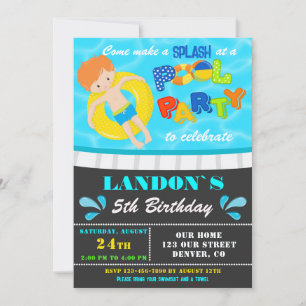 Pool party verjaardagsuitnodiging Jongen zwembad u Kaart