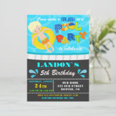 Pool party verjaardagsuitnodiging Jongen zwembad u Kaart (Staand voorkant)