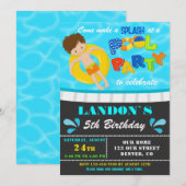 Pool party verjaardagsuitnodiging Jongen zwembad u Kaart (Voorkant / Achterkant)