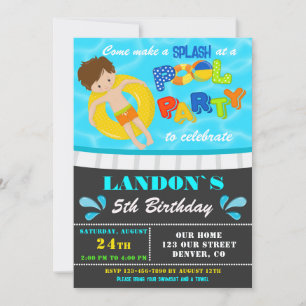 Pool party verjaardagsuitnodiging Jongen zwembad u Kaart