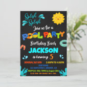 Pool party verjaardagsuitnodiging Jongen zwembad u Kaart (Staand voorkant)