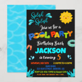 Pool party verjaardagsuitnodiging Jongen zwembad u Kaart (Voorkant / Achterkant)