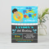 Pool party verjaardagsuitnodiging Jongen zwembad u Kaart (Staand voorkant)