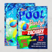 Pool party verjaardagsuitnodiging kaart (Voorkant / Achterkant)