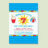 Pool Party verjaardagsuitnodiging Primaire kleuren Kaart