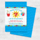 Pool Party verjaardagsuitnodiging Primaire kleuren Kaart