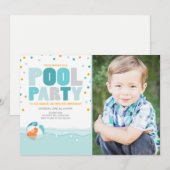 Pool party verjaardagsuitnodiging Splish Splash Bo Kaart (Voorkant / Achterkant)