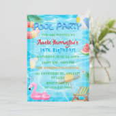 Pool Party Verjaardagsuitnodiging, Zomerfeest Kaart (Staand voorkant)