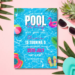 Pool Party Verjaardagsuitnodiging, Zomerfeest Kaart