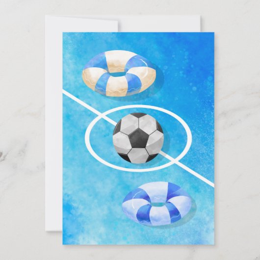 Pool Party Voetbal Verjaardag Kaart (Achterkant)