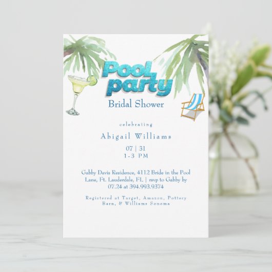 Pool Party Vrijgezellenfeest Margarita Kaart (Staand voorkant)