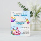 Pool Party Waterverf Party Uitnodiging (Staand voorkant)