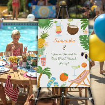 Pool Party Welcome Sign - Summer Tropical Theme