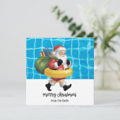 Pool Party with Santa Claus for Christmas in July  Kaart (Staand voorkant)