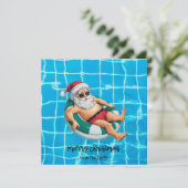 Pool Party with Santa Claus for Christmas in July  Kaart (Staand voorkant)