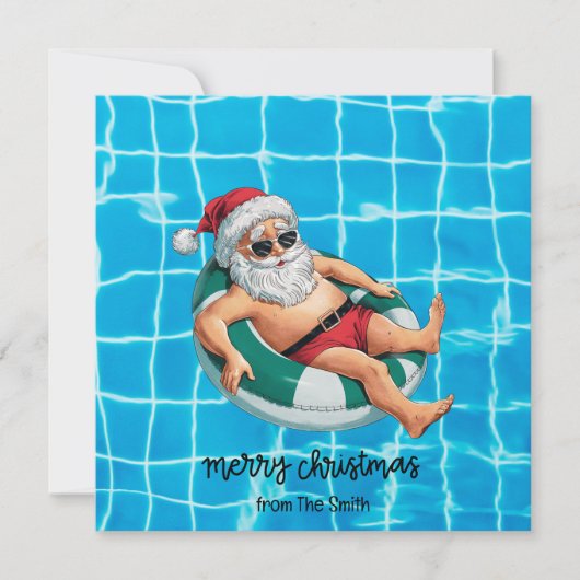 Pool Party with Santa Claus for Christmas in July  Kaart (Voorkant)