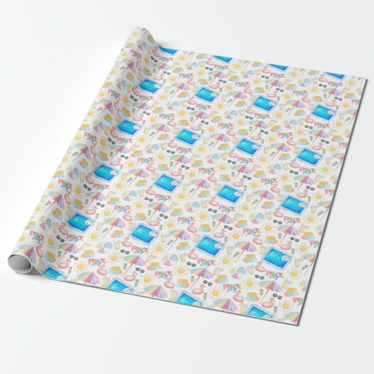 pool party wrapping paper cadeaupapier (Uitgerold)