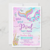 Pool Party Zeemeermin onder het Zee Verjaardag Kaart (Voorkant)